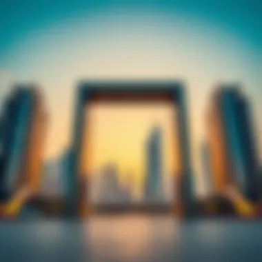 Stunning facade of the Dubai Frame against the skyline