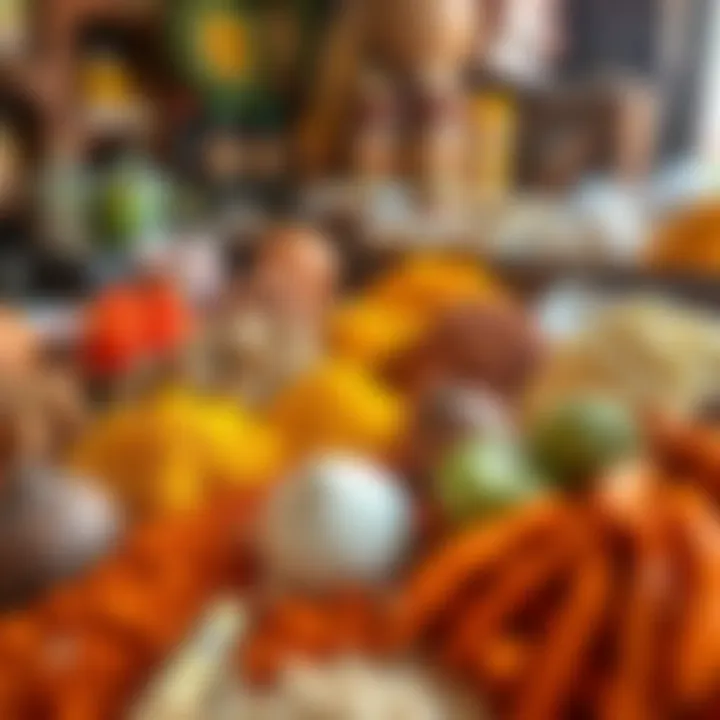 Colorful spices and ingredients commonly used in Dubai's street food