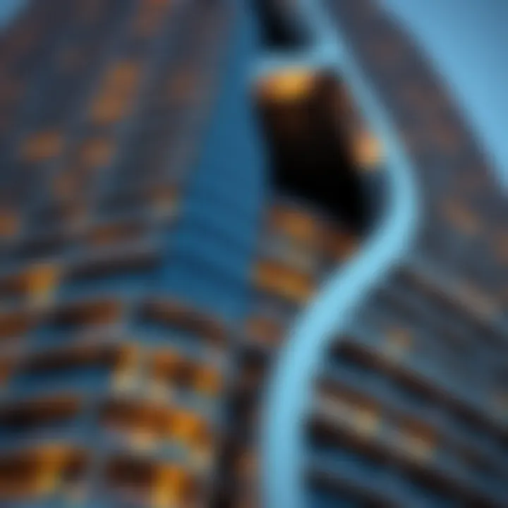 Close-up of the intricate facade of Waves Tower highlighting the modern design elements