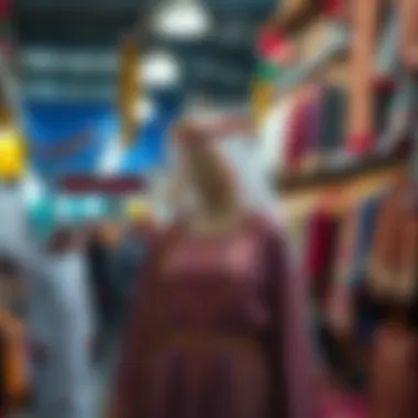 Exquisite Emirati Attire in the Market Traditional Emirati dress displayed in a vibrant market