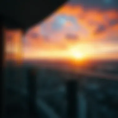 Sunset View from Trafalgar Tower Breathtaking sunset view from a balcony in Trafalgar Tower