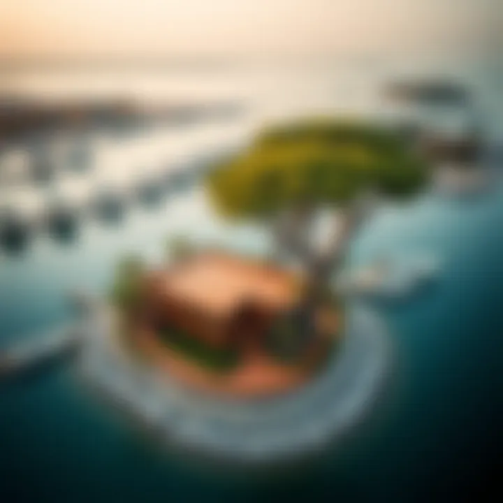 Aerial view of Bluewaters Island featuring the treehouse