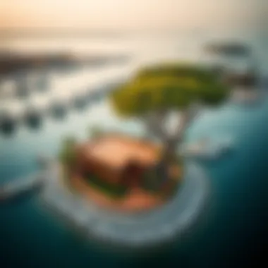 Aerial Perspective of Bluewaters Island Aerial view of Bluewaters Island featuring the treehouse
