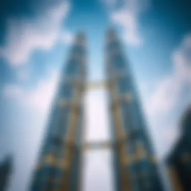 Architectural details highlighting the design of the Twin Towers