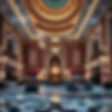 Opulent Arabian Aesthetics in Hospitality Design Luxurious hotel lobby featuring intricate Arabian aesthetics