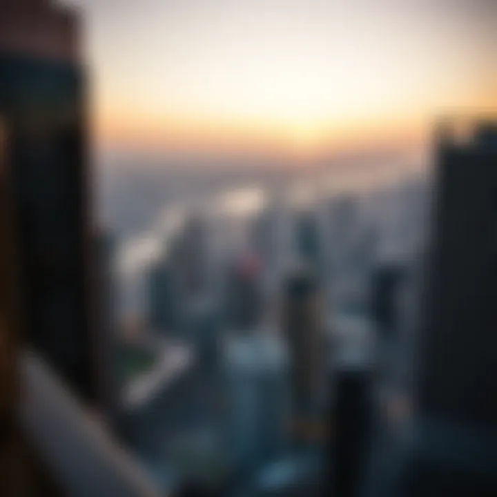 Stunning skyline view from a grand hotel apartment balcony