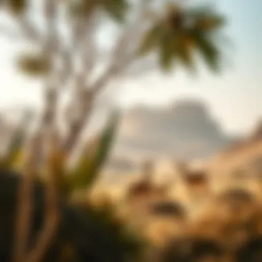 A tranquil scene of wildlife in the Wadi Showka ecosystem, emphasizing its ecological importance