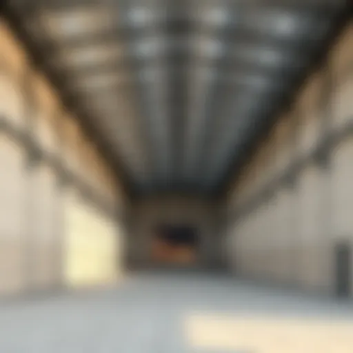 Modern warehouse structure showcasing spacious interior