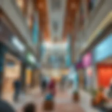 Interior shopping scene highlighting diverse retail options
