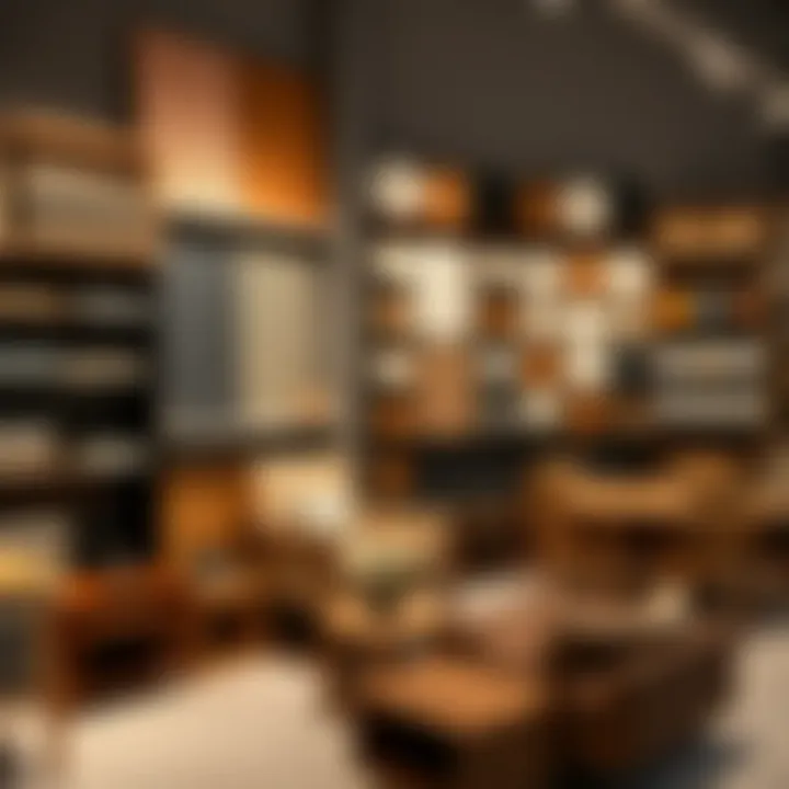 A variety of furniture materials displayed in a Dubai store