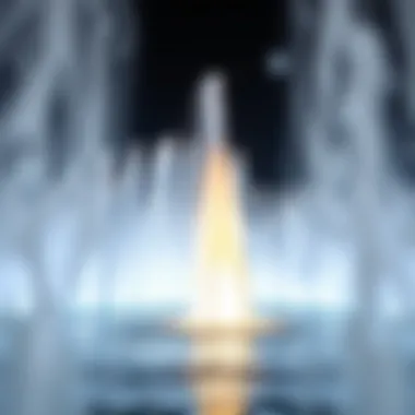 Close-up of the intricate water jets at Burj Khalifa fountains