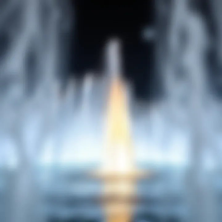 Close-up of the intricate water jets at Burj Khalifa fountains