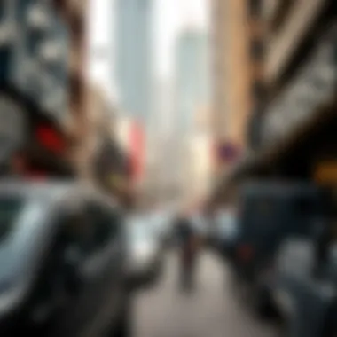 Local economy illustrated through busy streets and shops