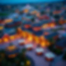 Aerial view showcasing the vibrant cultural pavilions at Global Village Dubai