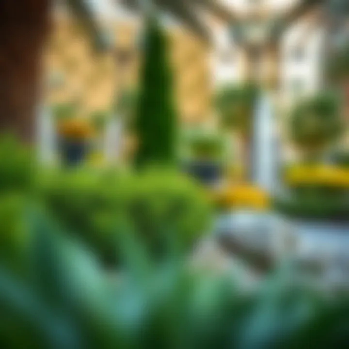 A close-up of unique landscaping features within Hayat Park