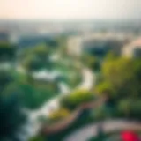 A panoramic view of Hayat Park showcasing its lush greenery and pathways