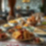 A beautifully arranged iftar table adorned with traditional dishes and dates.