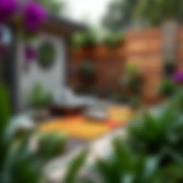 Eco-friendly garden space with recycled materials and sustainable features