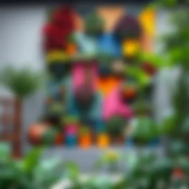 Vertical Garden Creativity Unique vertical garden featuring unconventional materials and vibrant colors
