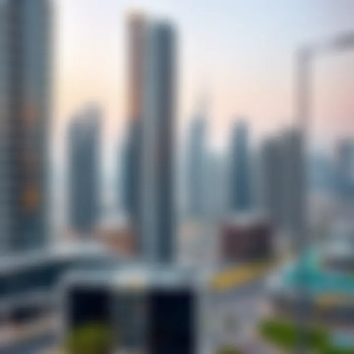 A panoramic view of the Dubai skyline showcasing modern architecture