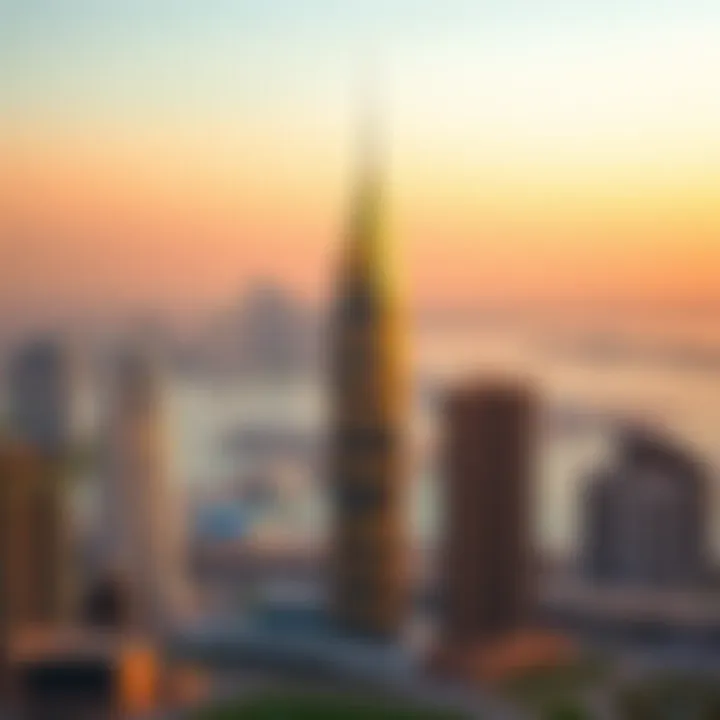 Panoramic view of the Jumeirah Lake Towers skyline featuring Laguna Tower