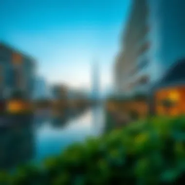 Scenic view of Lake Terrace in JLT with modern architecture