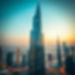 Stunning view of Latifa Tower against the Dubai skyline