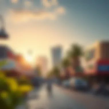 Vibrant commercial district on Maryam Island bustling with activity and economic potential
