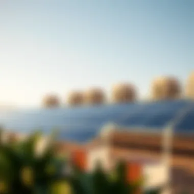Renewable Energy Innovations in Masdar City Solar panels installed in Masdar City reflecting renewable energy solutions