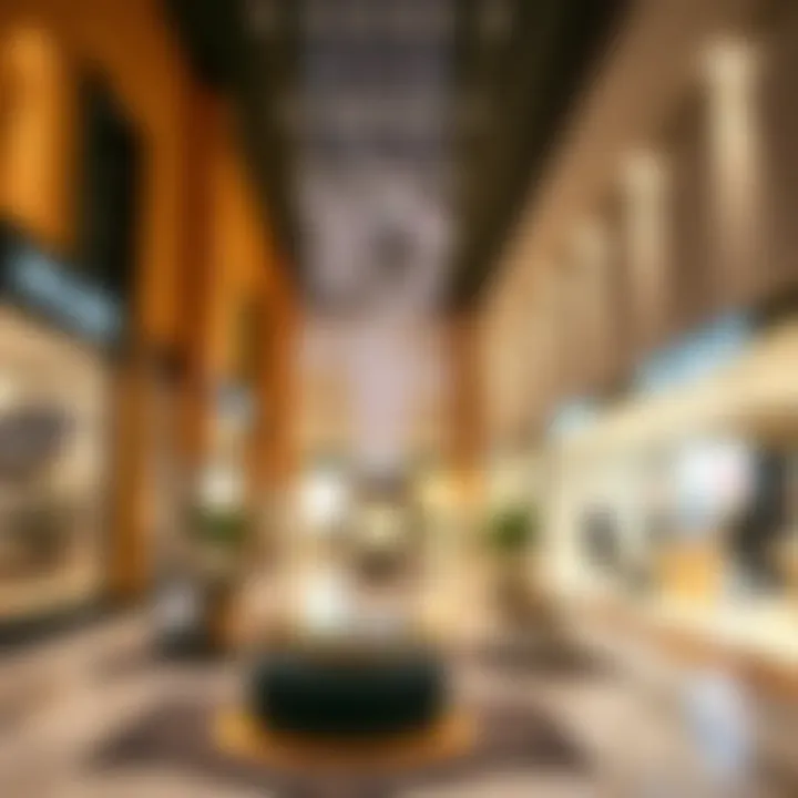 Luxurious retail space within Max Alain Mall featuring high-end brands