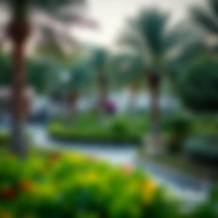Vibrant community park in Mirdif filled with lush greenery