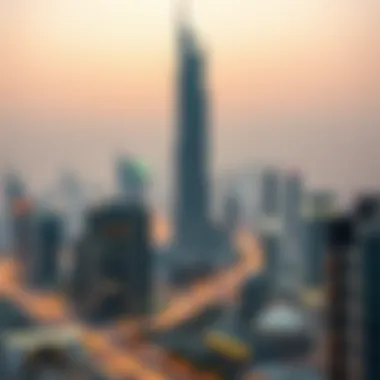 Moosa Tower in Dubai's Skyline Moosa Tower in the context of Dubai's skyline, illustrating its prominence