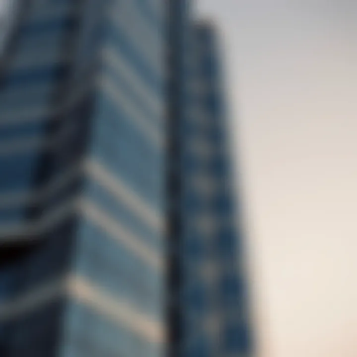 Close-up of Moosa Tower's facade highlighting its modern features
