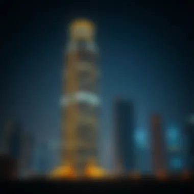 Moosa Tower at Night Moosa Tower illuminated at night, reflecting its significance in Dubai