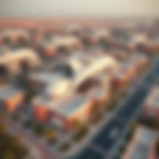 Aerial view of Nad Al Hammer showcasing its innovative architecture