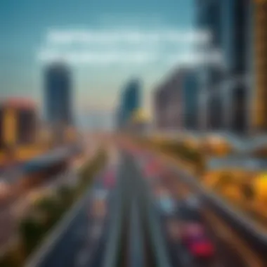 Infographic illustrating the infrastructure and transport links between Dubai South and Business Bay