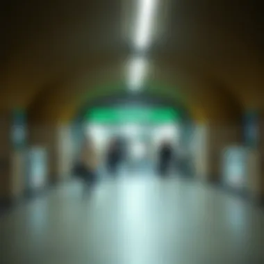 Commuters at the Metro Station Close to Al Seef Metro station entrance near Al Seef with commuters