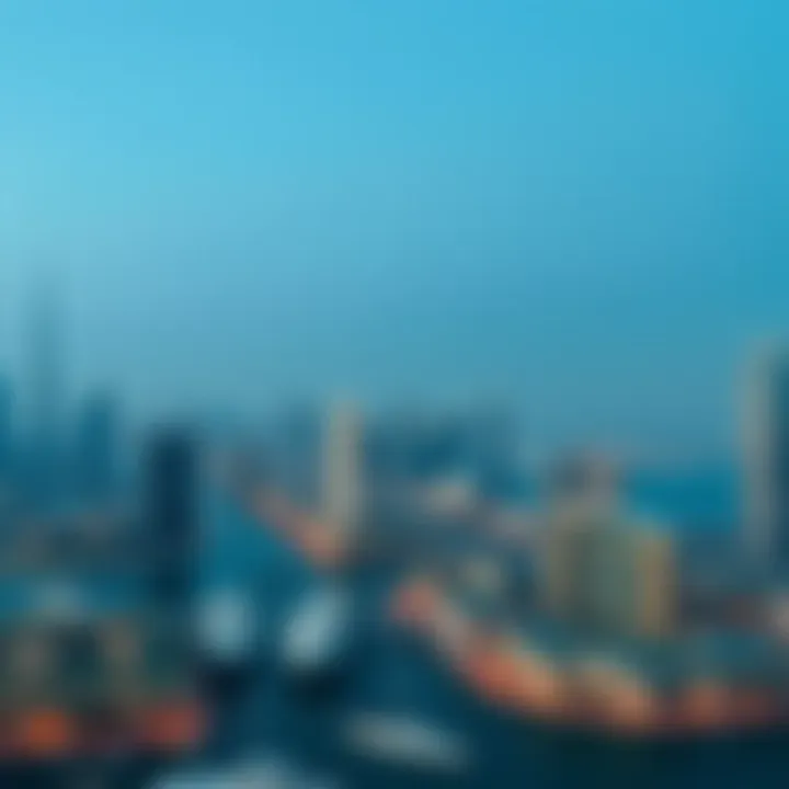 View of Dubai skyline with real estate listings