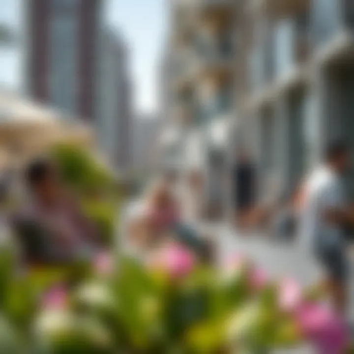 A vibrant lifestyle scene in Dubai depicting leisure and cultural activities