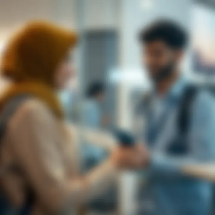 A satisfied client receiving assistance at a Tasheel center
