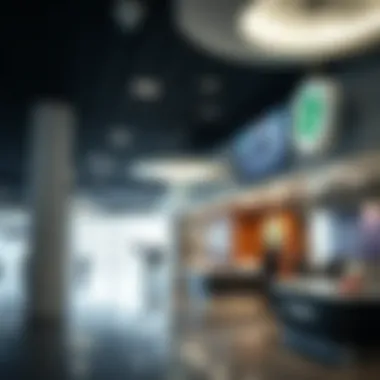 Interior view of a Tasheel center with service counters
