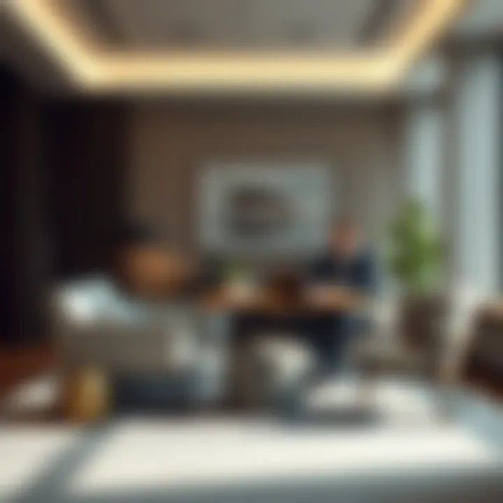 A modern office setting with a negotiation taking place