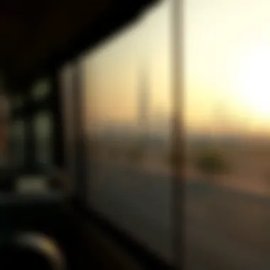 Dubai Skyline from Bus Scenic view of the Dubai skyline from a bus window
