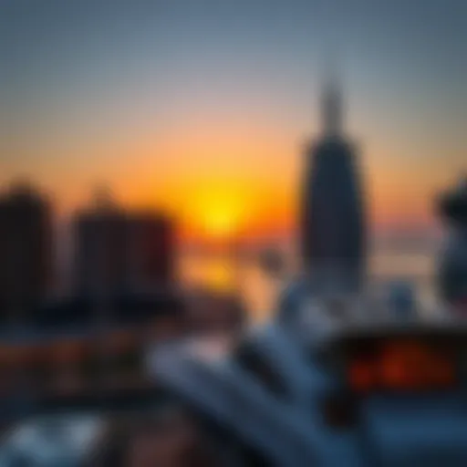 View of Dubai Marina during sunset