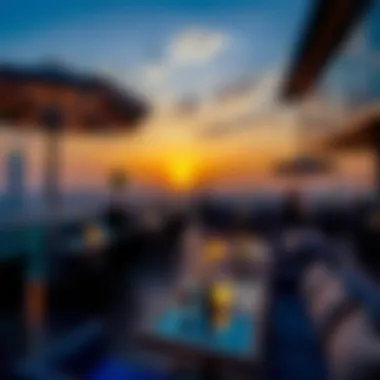 Rooftop Lounge Sunset Experience Sunset view from a luxury rooftop lounge