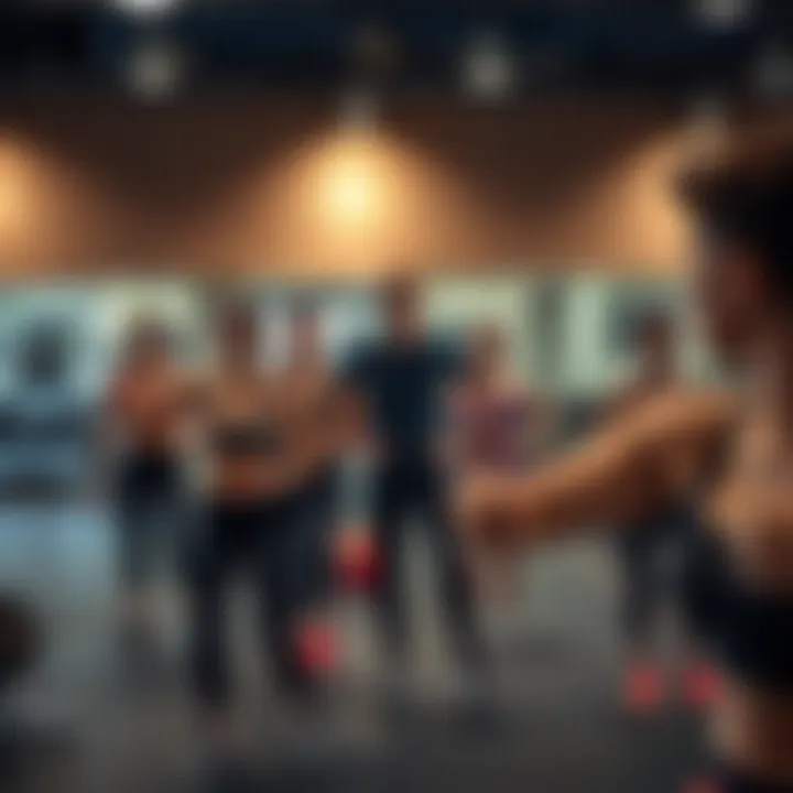 Group fitness class in action, displaying diverse workout styles
