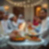 Traditional Iftar gathering with Emirati dishes