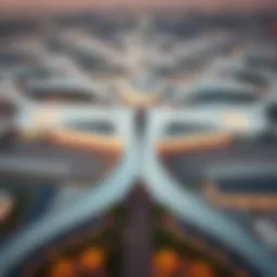 Aerial view of Ras Al Khaimah Airport showcasing its modern architecture