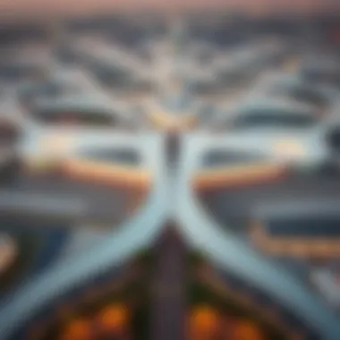 Aerial Perspective of Ras Al Khaimah Airport Aerial view of Ras Al Khaimah Airport showcasing its modern architecture