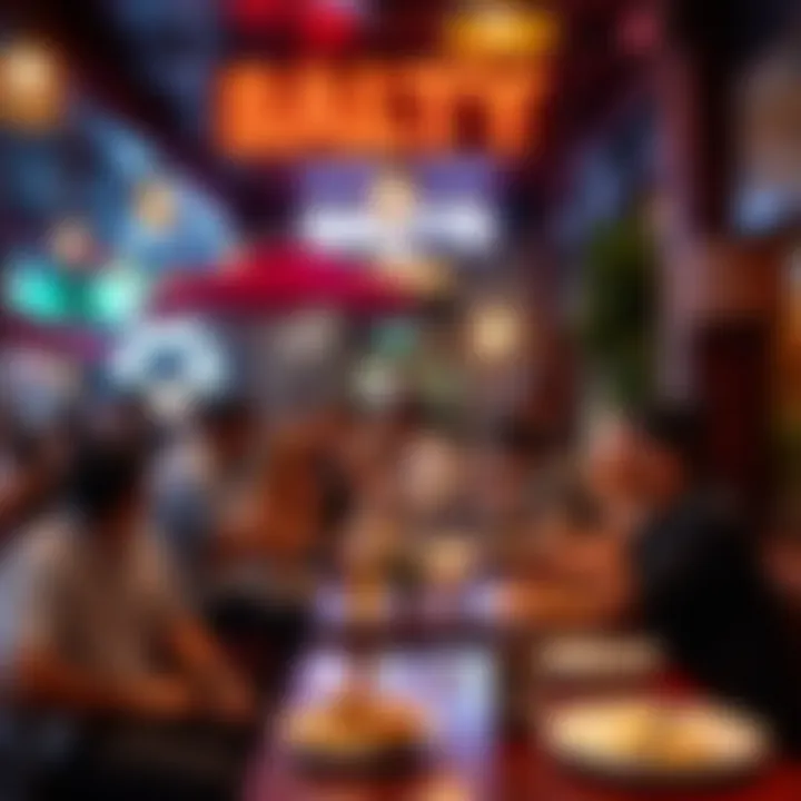 Vibrant atmosphere of diners enjoying their meals